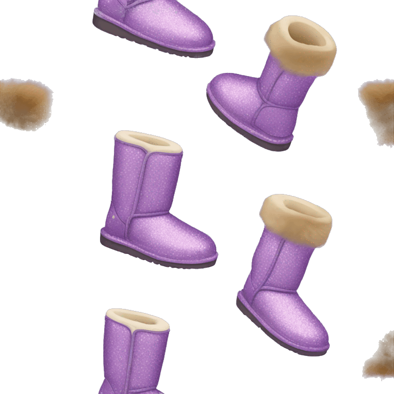 Realistic light purple glitter and fur Ugg boots. emoji