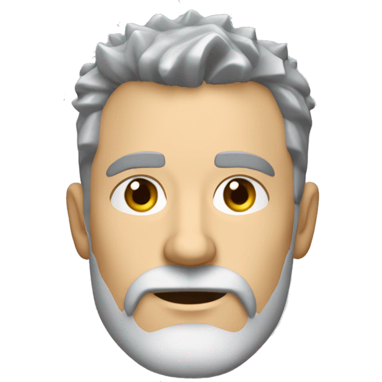 54 year old white male with grey short spiky messy hair and a grey goatee beard emoji