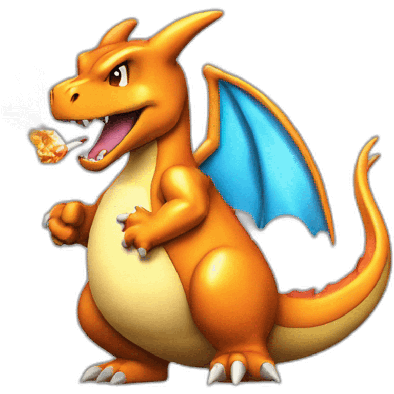 Shiny Charizard smoking cigar emoji