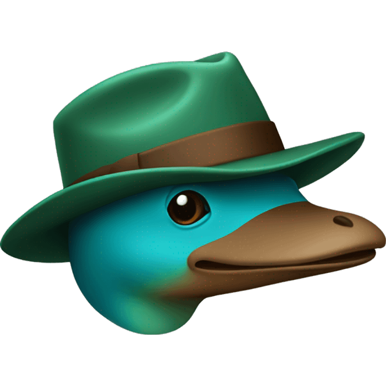 Blue/green platypus with a brown fedora emoji