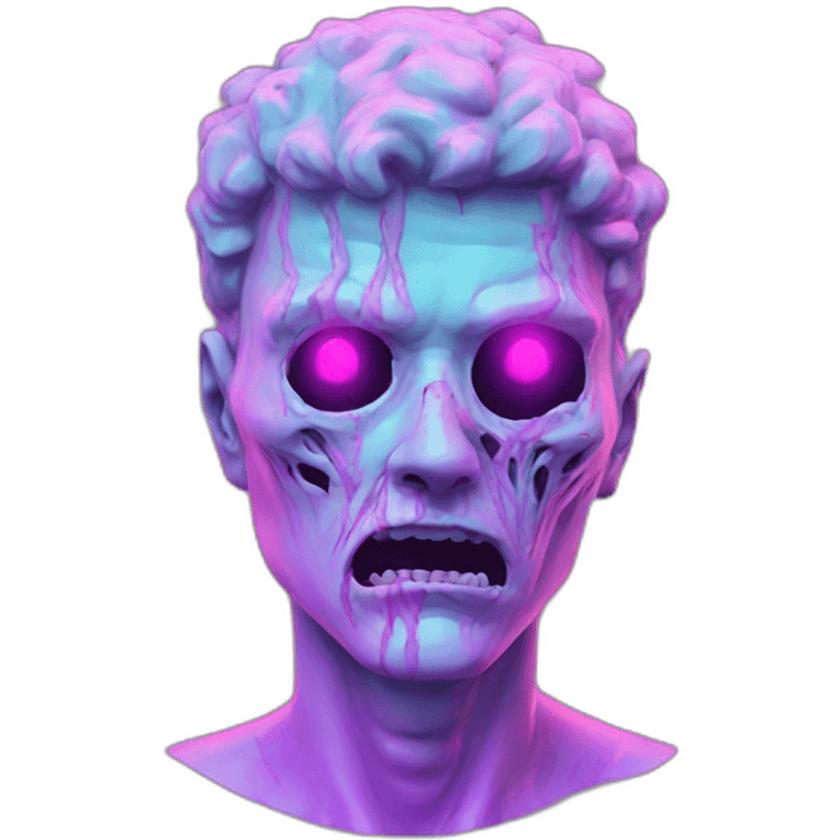 Vaporwave person, half person face half zombie face emoji