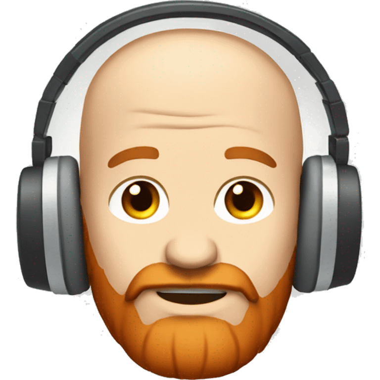 White guy, balding with a red beard with headphones on emoji