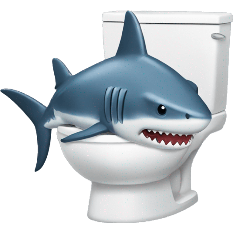 Shark with skibidi toilet emoji