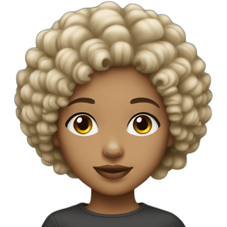 light skin girl afro black hair emoji