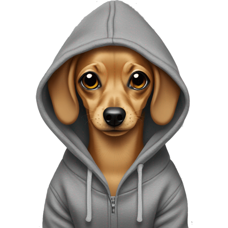 Chiweenie wearing a hoodie emoji