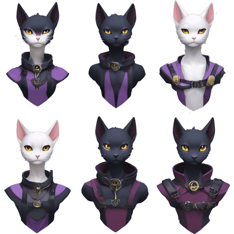 cool kawaii anime edgy distinguished pretty elegant beautiful fantasy black ethereal nargacuga-Noivern-sphynx-Quiana-Fakemon collar techwear harness belt pouches emoji