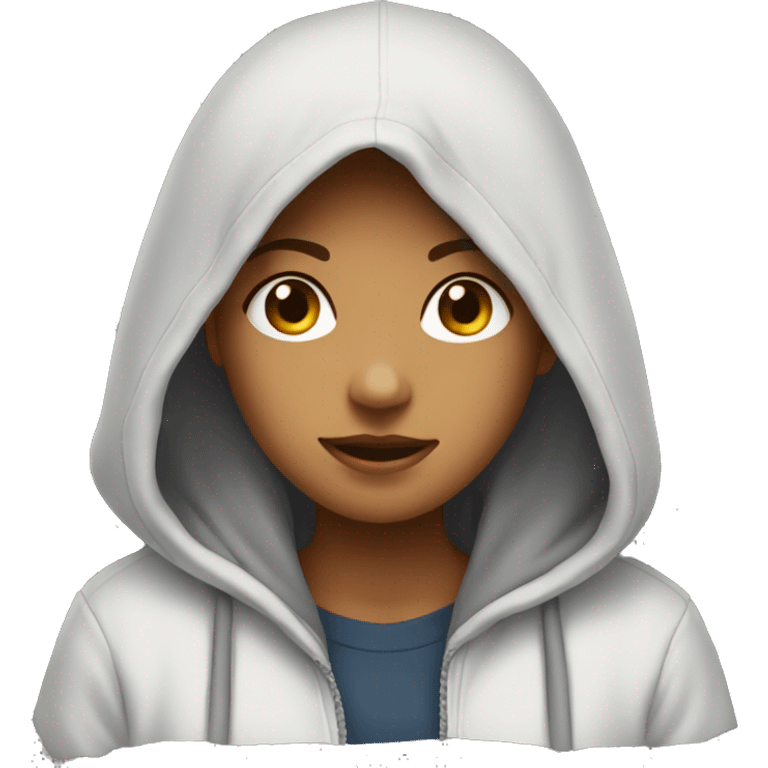 A girl wering a hoddies emoji