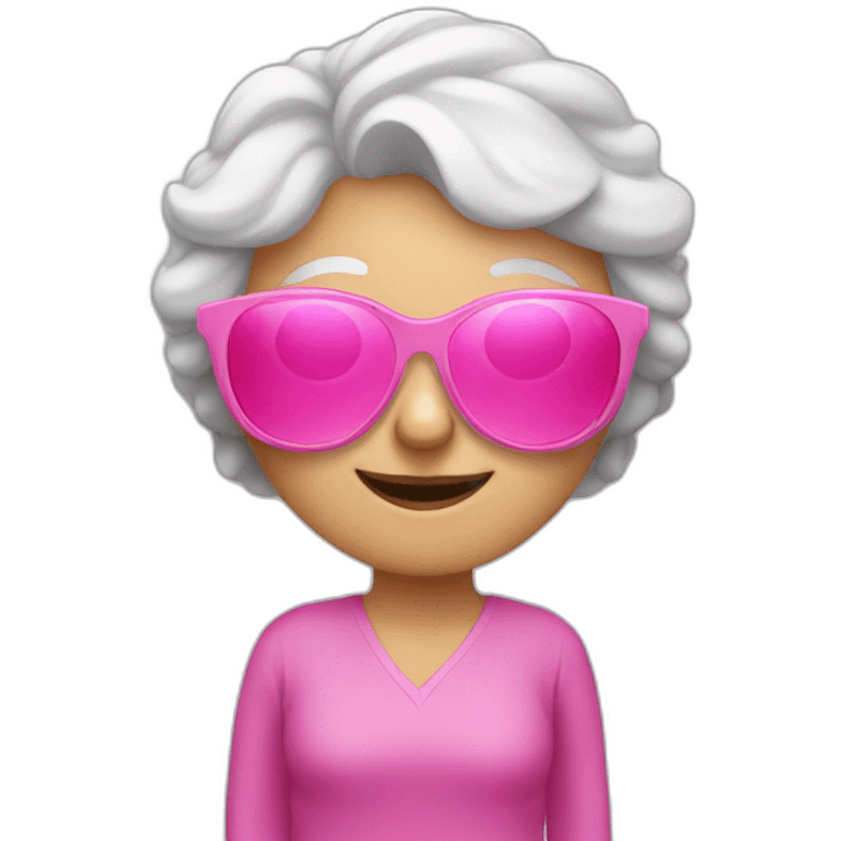 old lady doing gymnastics with pink sunglasses emoji