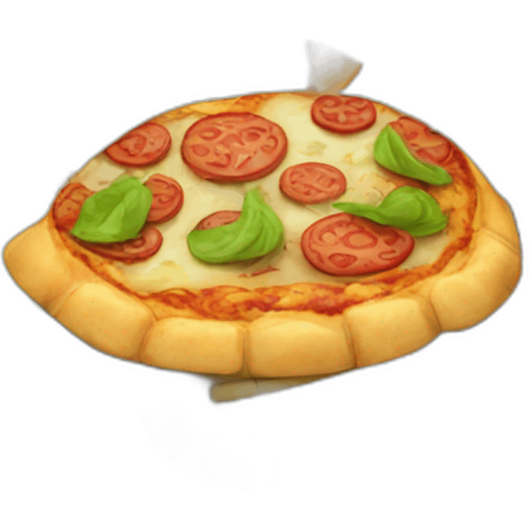 turtle with pizza and burger emoji