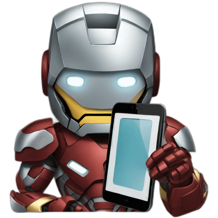 iron man holding a phone emoji