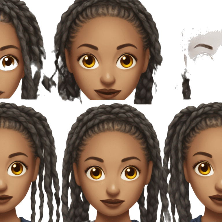 Hyper realistic woman with box braids, realism emoji