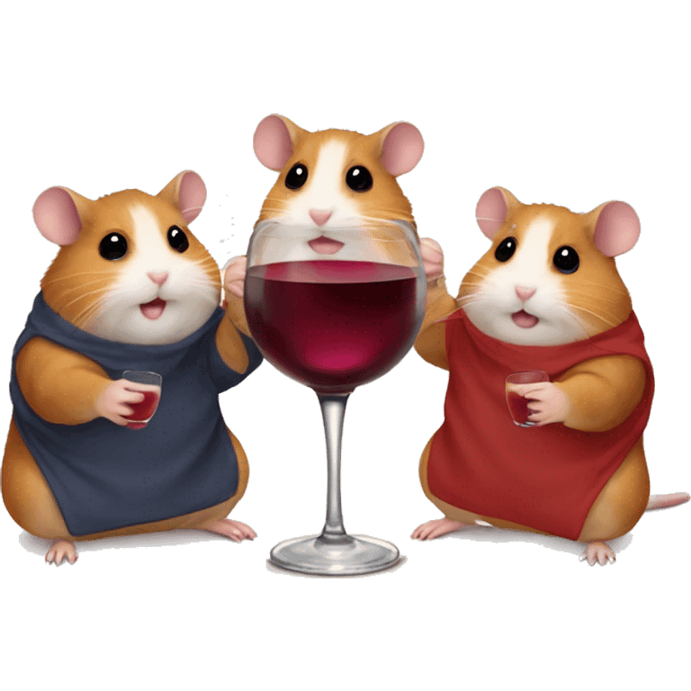 Three Hamsters with a glass of wine emoji