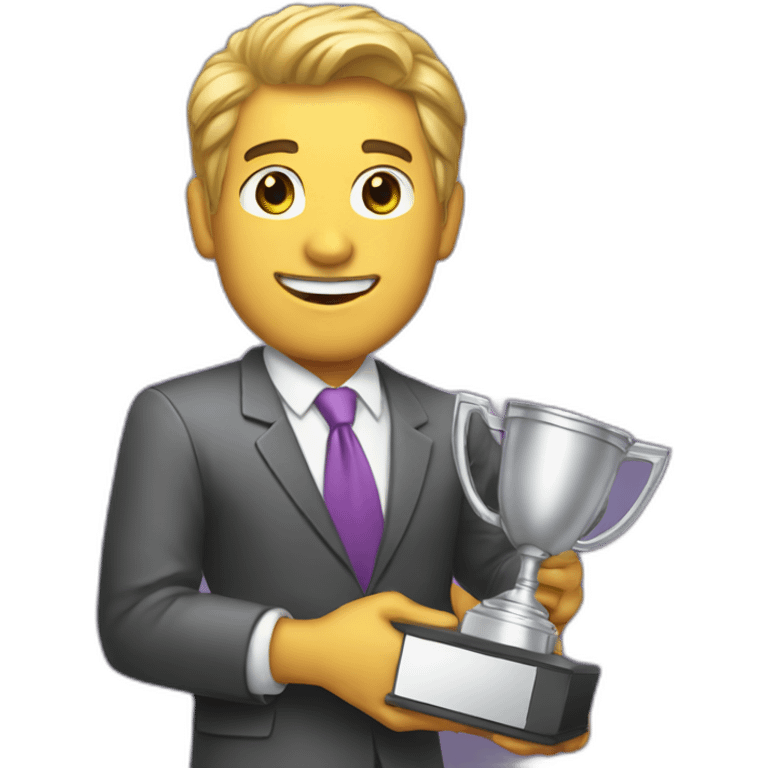 television game show host holding a trophy emoji