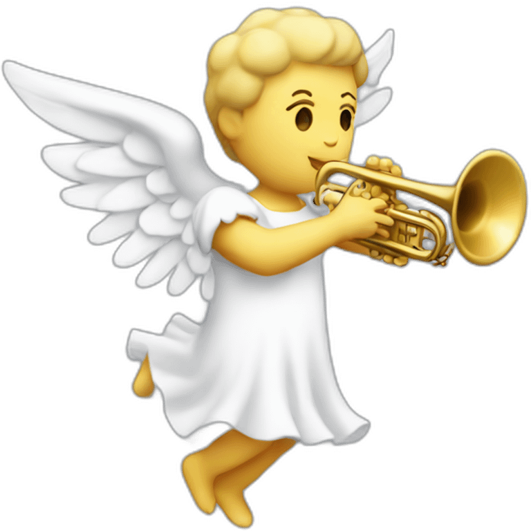 An angel playing the white trumpet emoji