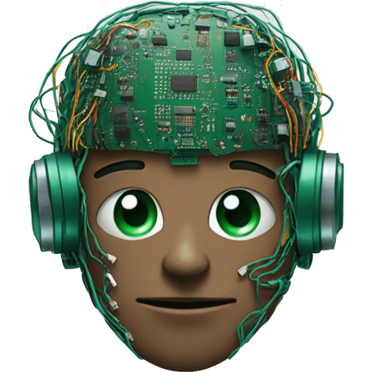 Head Deku cyborg with circuits and wires  emoji