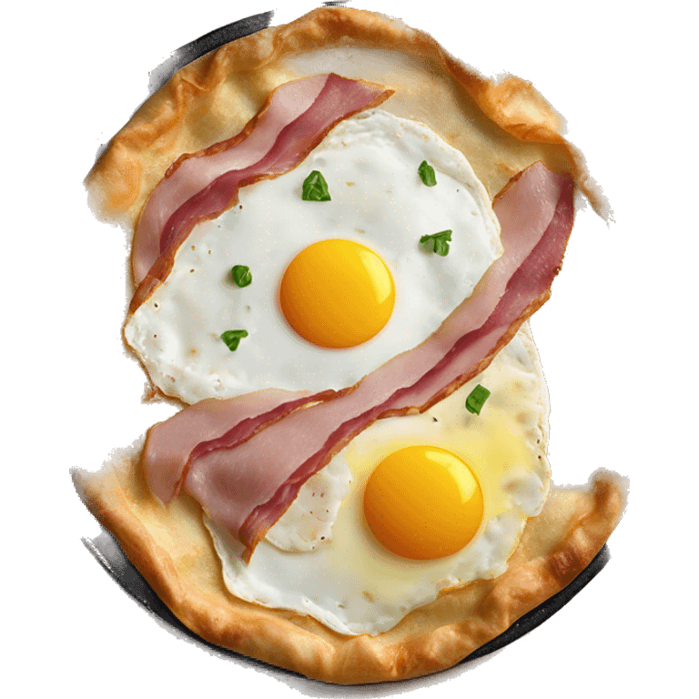 The Galette Complète is a classic savory dish from Brittany in France, made from a buckwheat crepe filled with ham, cheese, and a sunny-side-up egg. emoji