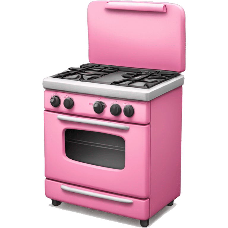 Realistic pink stove with oven and heart shaped stove burners on top. emoji