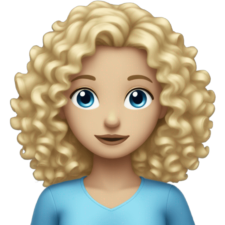 BLONDE CURLY HAIRED GIRL, BLUE EYES, VERY PRETTY emoji