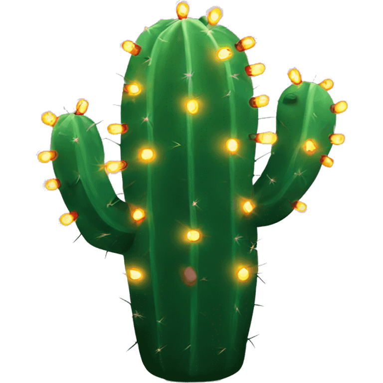 Cactus with Christmas lights emoji