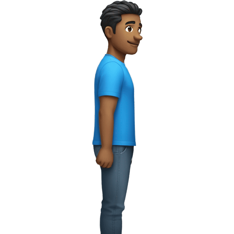 cool guy in blue shirt with one sided hairstyle  emoji