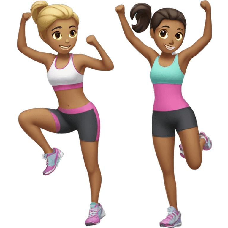 Two girls exercising  emoji