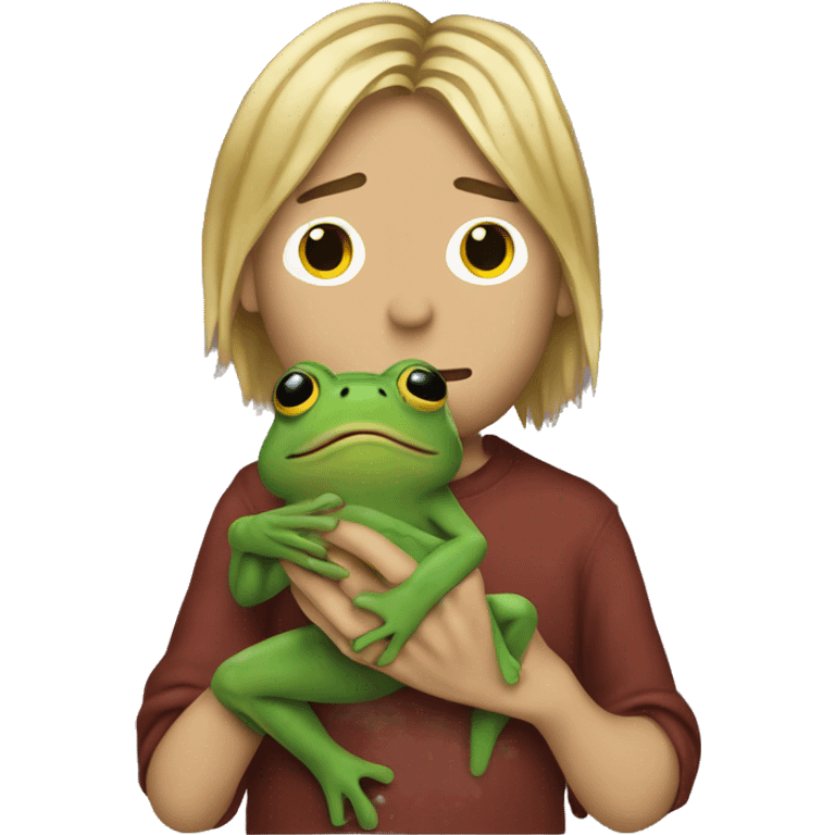 Kurt cobain holding a frog emoji