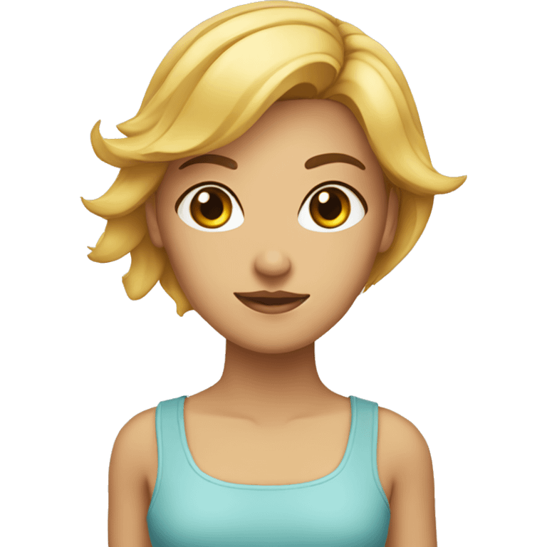 Chica con ambo rubia ojos celestes emoji