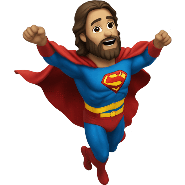 Jesus soaring in superman costume emoji