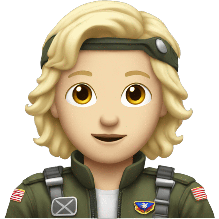 white kid with blonde hair dressed as fighter pilot emoji