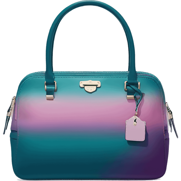 Realistic isolated dark teal,pink and purple ombre Kate Spade handbag. emoji