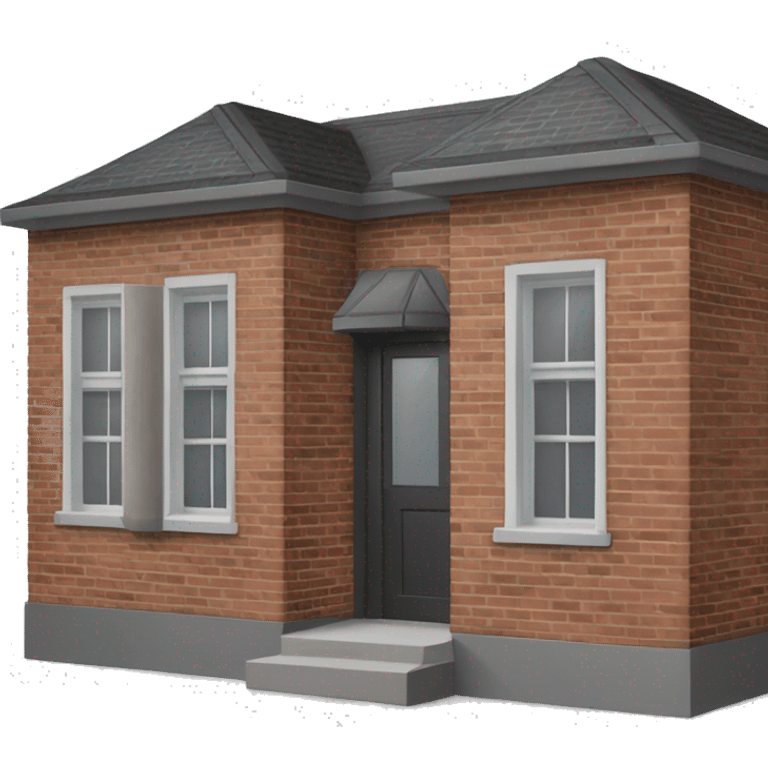 brick house with dark grey windows and grey flat roof emoji