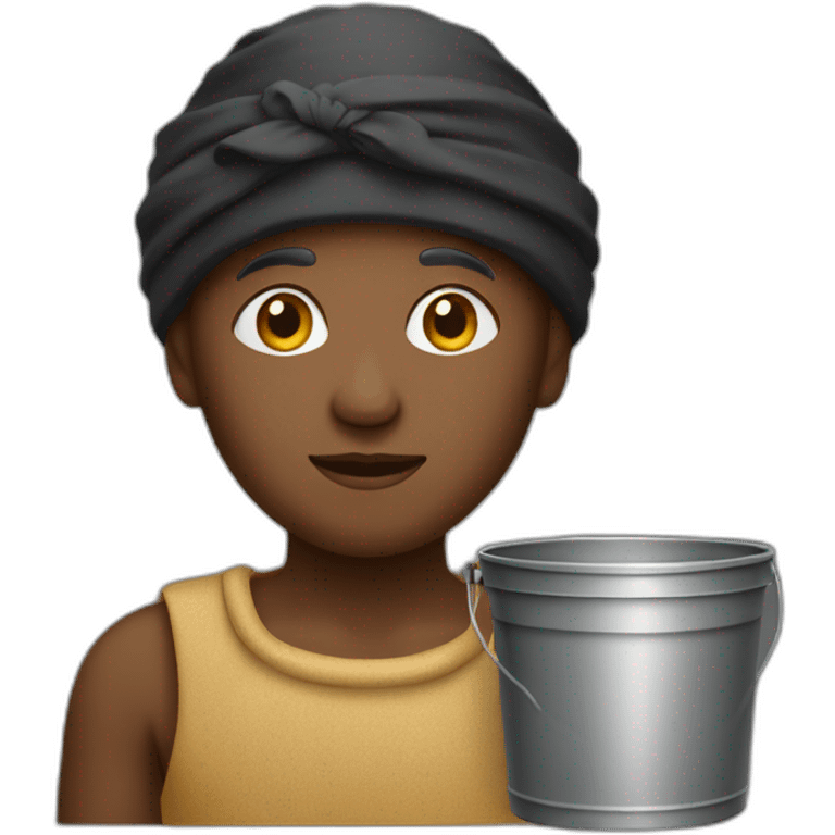 black old soman with head wrap holding a bucket emoji