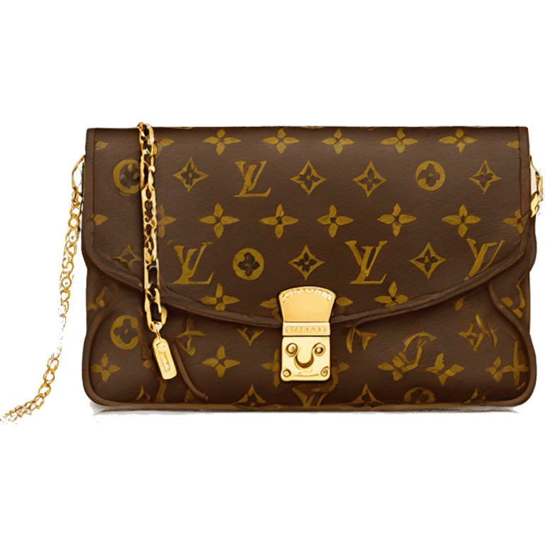 Louis Vuitton long flat shoulder bag with chain attached emoji