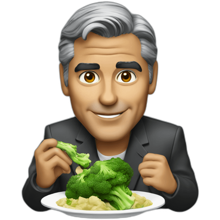 george clooney eating chicken and broccoli emoji