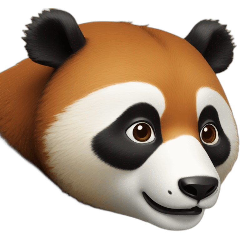 Un panda roux sur le dos d'un tanuki emoji