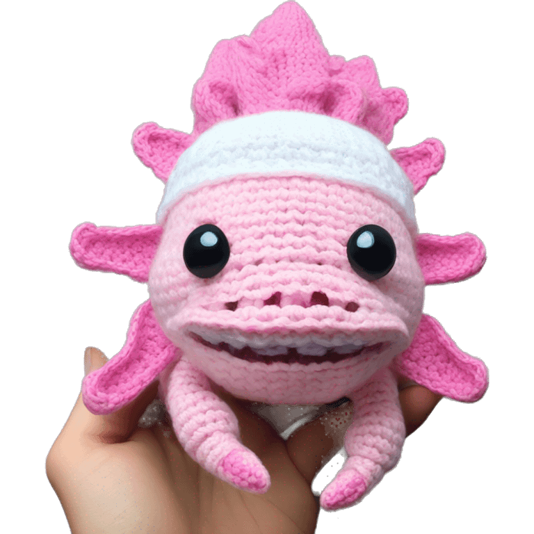 axolotl in crochet hat emoji