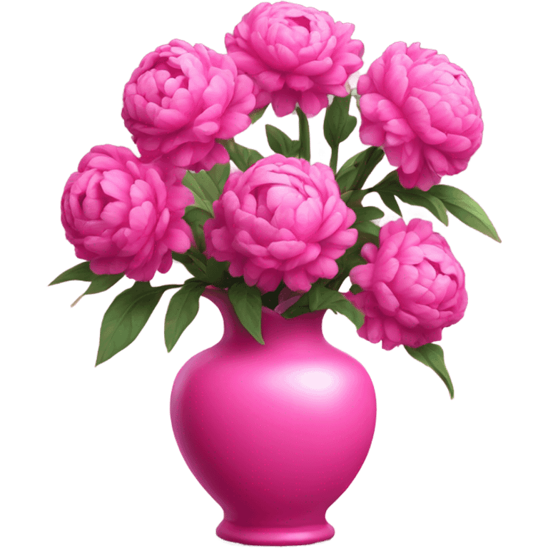 Realistic Bright pink pions in vase emoji