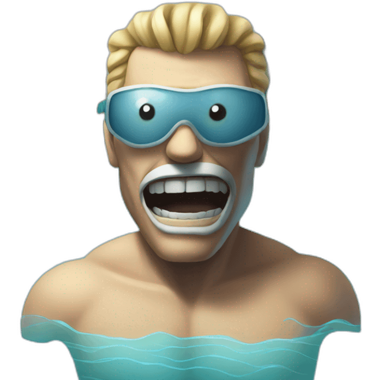 Swimming pool with a scary guy inside emoji