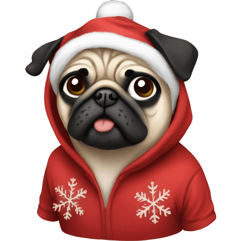 Pug christmas anime wearing hoodie emoji