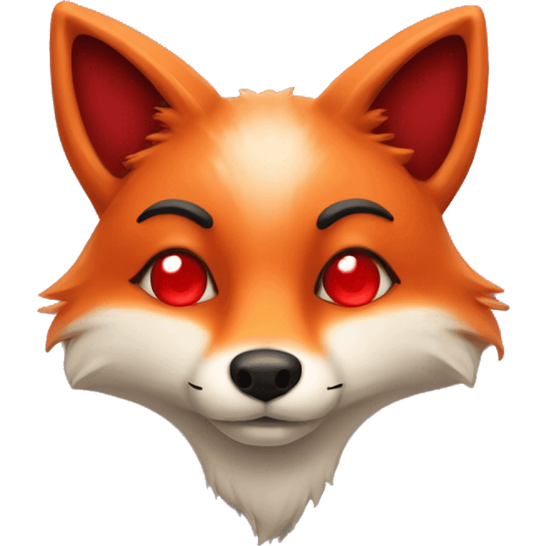 deep lush red fox face with tiny red heart instead of eyes emoji