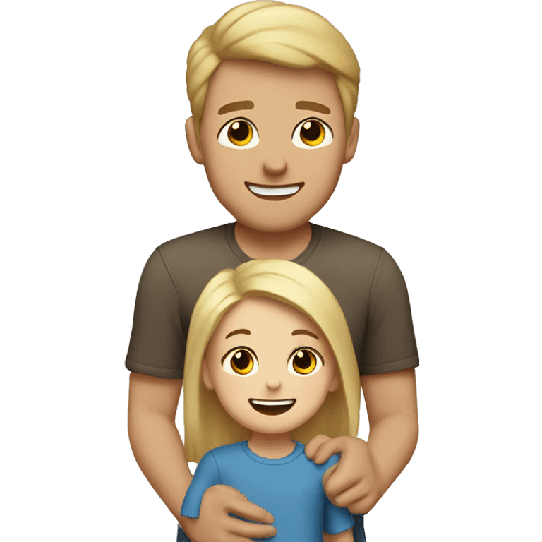 happy family dad with brown hair with blonde mom and blonde baby boy emoji