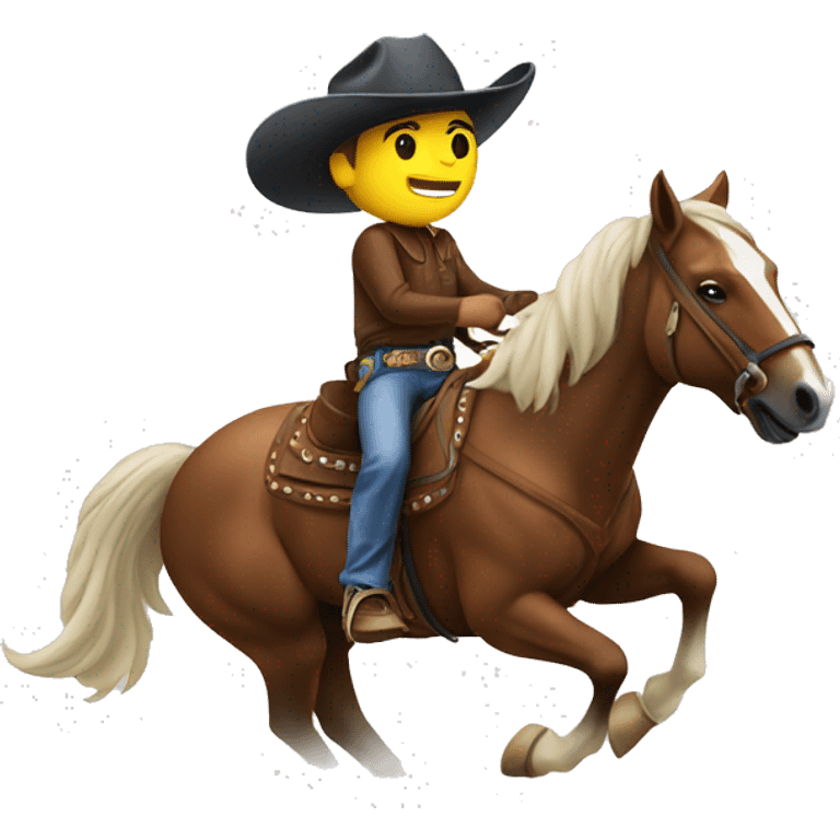 A cowboy riding a horse in a rodeo emoji