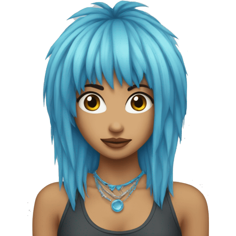 Chica con pelo azul y piercings emoji