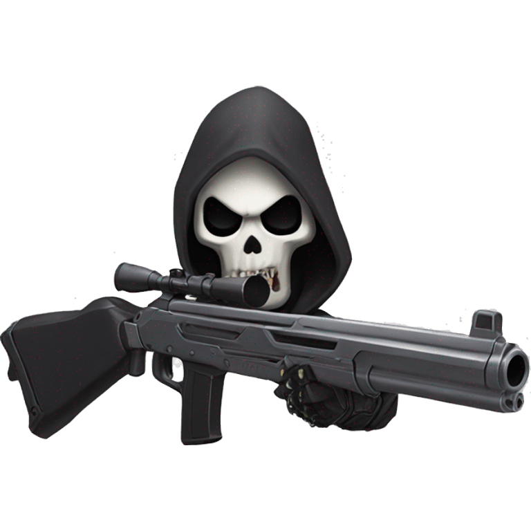 reaper from overwatch, holding his twin shotgun, shooting his ultimate move death blossom emoji