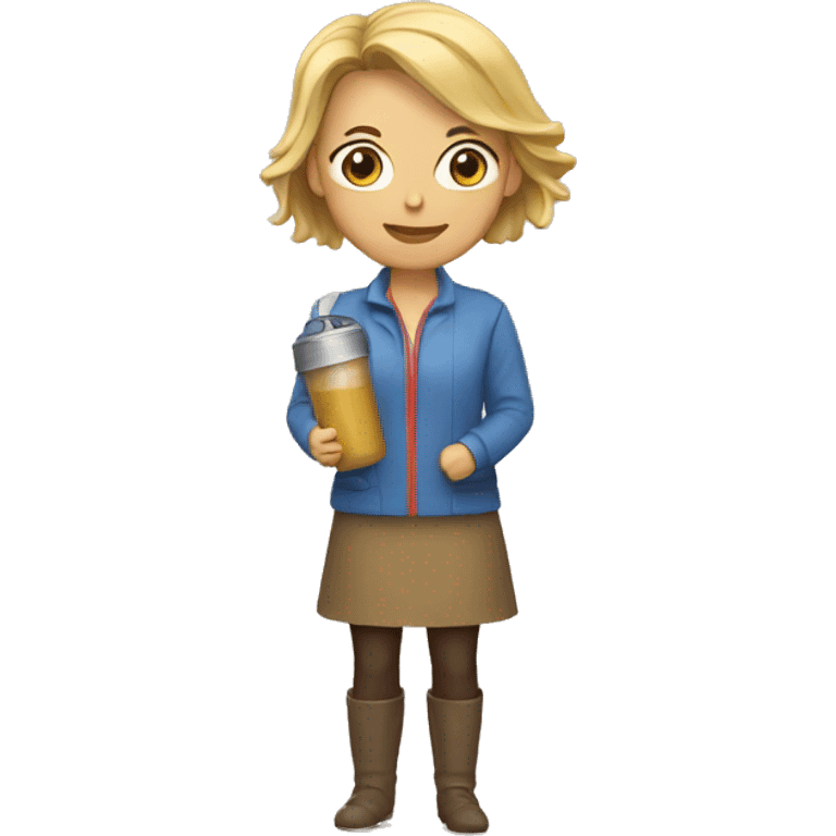 Woman with a kit of mate emoji