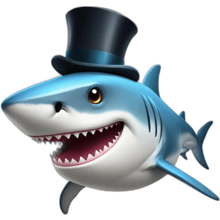 Shark with a top hat emoji