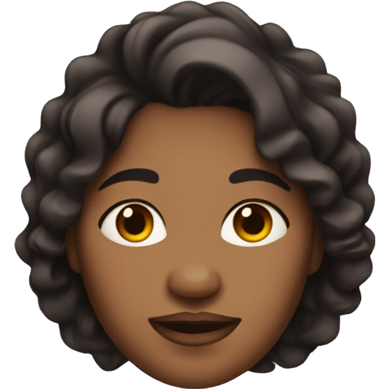 Brown-skinned, female, overweight, with wrinkles, and black wavy hair. emoji