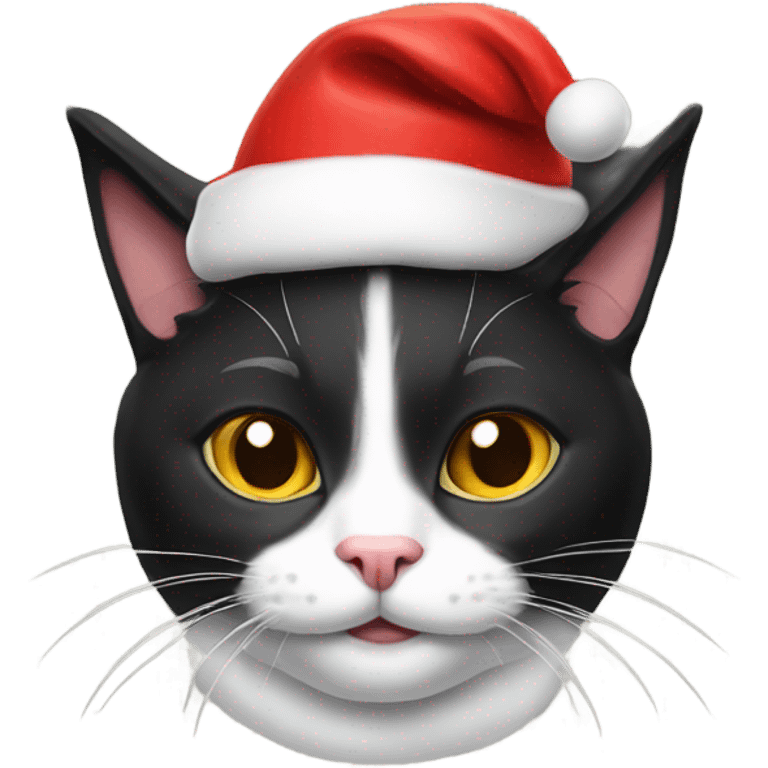 tuxedo cat with santa hat emoji