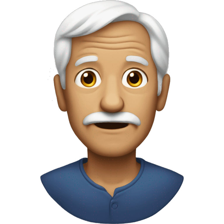 old man that is bold has no beard and has black ey emoji