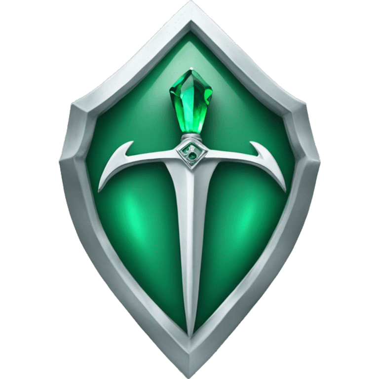 Silver trident with emerald gem background emoji